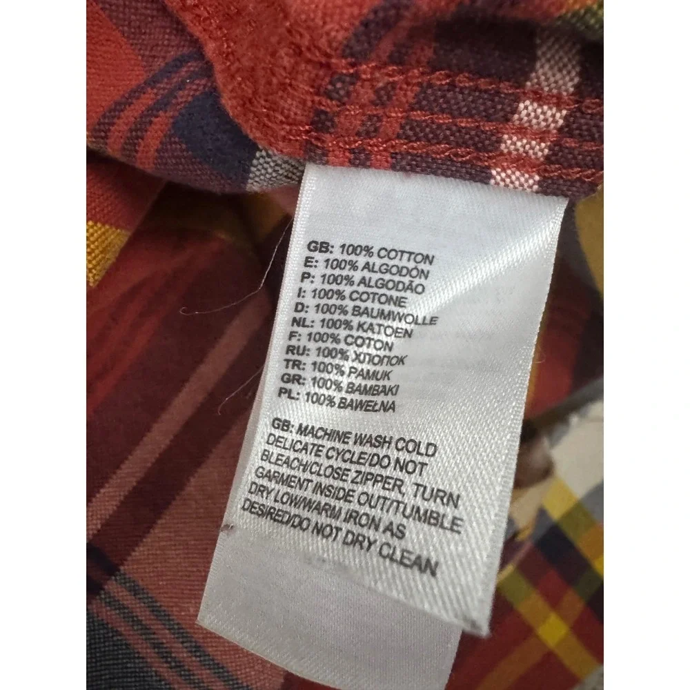 The North Face Plaid Flannel Long Sleeve Button Down Shirt Red Yellow‎ Mens M